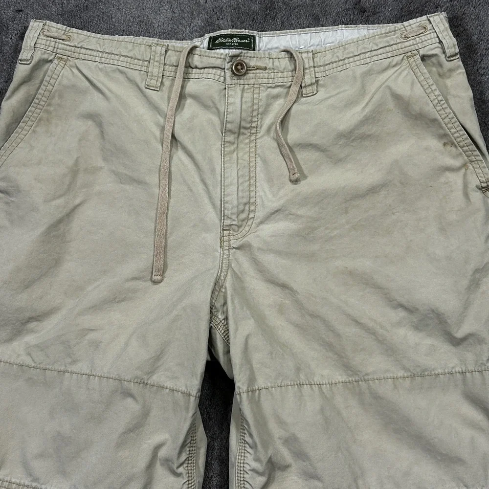 Eddie Bauer Mens Khaki Cotton Drawstring Utility Shorts Size‎ 38 Tan Outdoor
